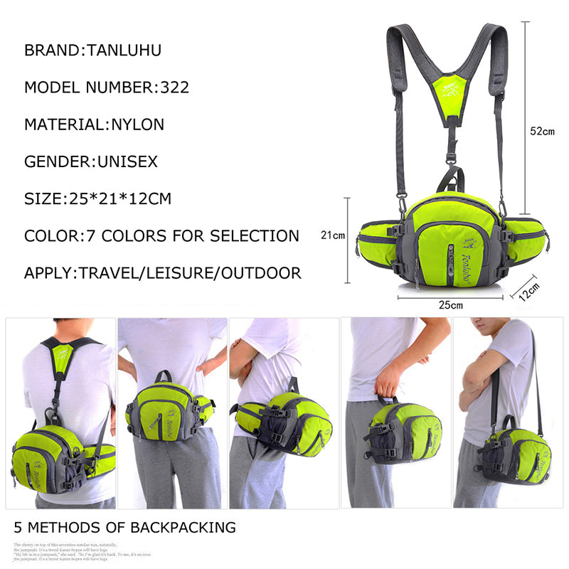 5L All-in-One Hydration Fanny Pack | Convertible Waist Bag & Backpack with Water Bottle Holder